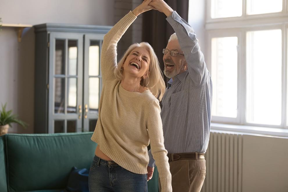 Elder couple dancing